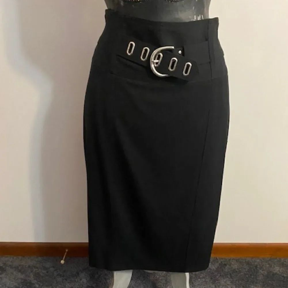 Grace Elements Black Sonato 2way stretch belted front pencil skirt, size 14